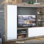 Гостиная Рона Дуб крафт серый/Белый