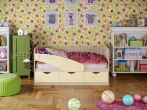 Кровать Бабочки 1,6*0,8м (Ваниль, дуб беленый) 1