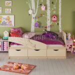 Кровать Дельфин 1,8*0,8м (Ваниль, дуб беленый)