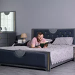 Луиза Кровать 1800 графит/золото